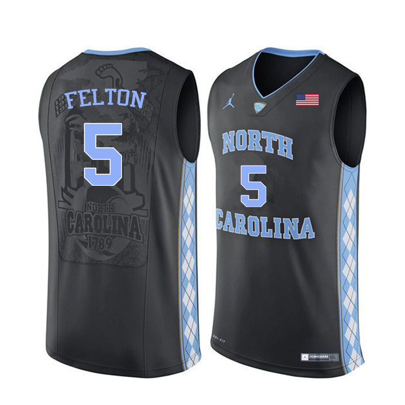 Men #5 Jalek Felton North Carolina Tar Heels College Basketball Jerseys Sale-Black